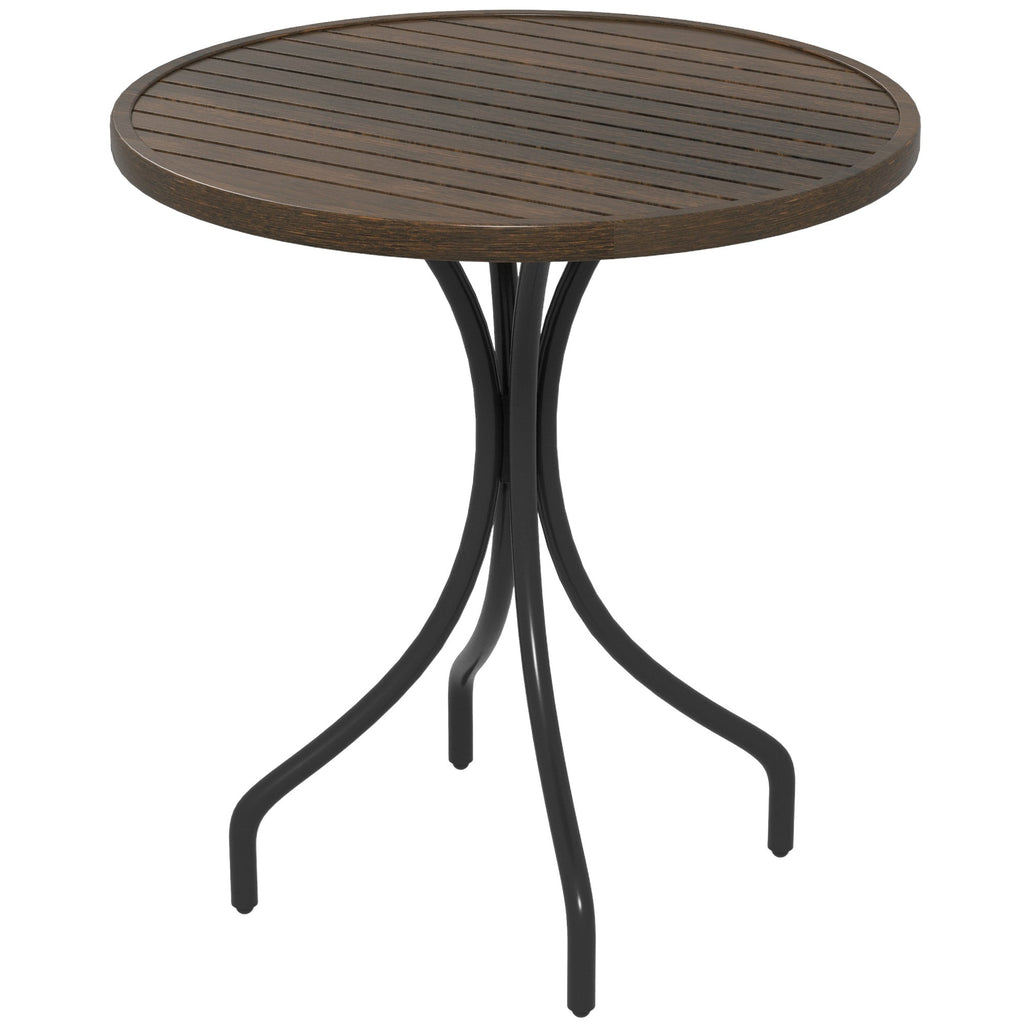 Round Garden Table Outdoor Side Table with Steel Frame