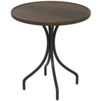 Round Garden Table Outdoor Side Table with Steel Frame
