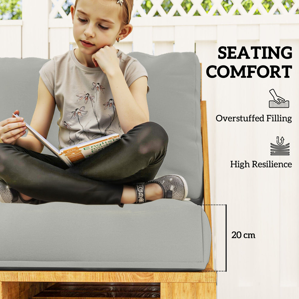 2 Seat Pallet Cushions 20cm Thick Outdoor Seat Pads