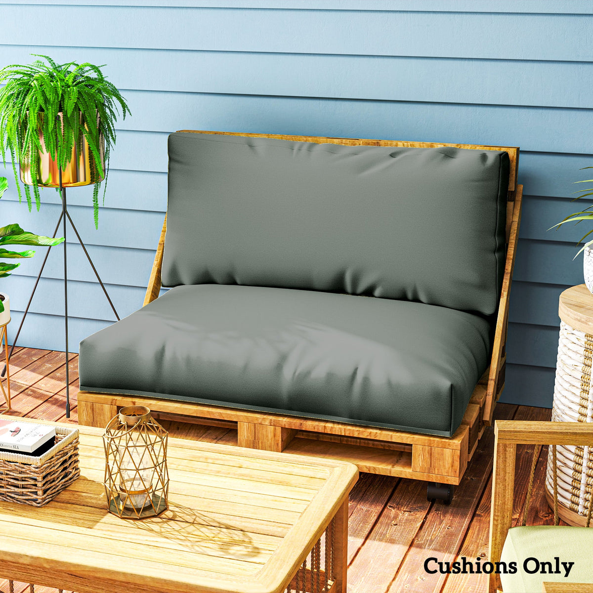 2 Seat Pallet Cushions 20cm Thick Outdoor Seat Pads