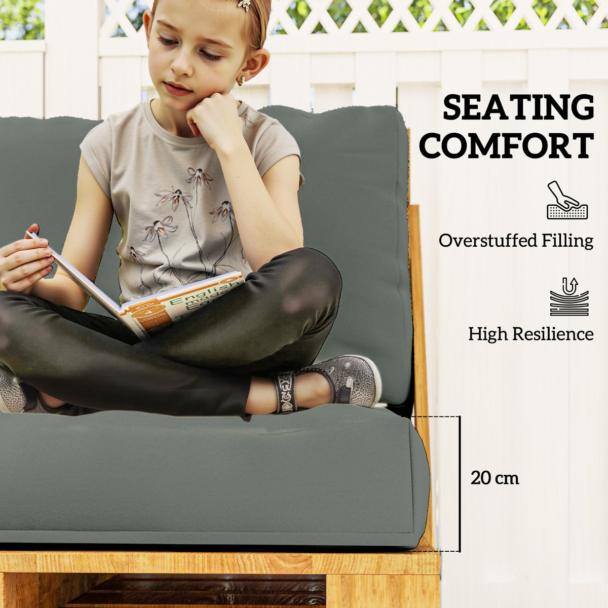 2 Seat Pallet Cushions 20cm Thick Outdoor Seat Pads