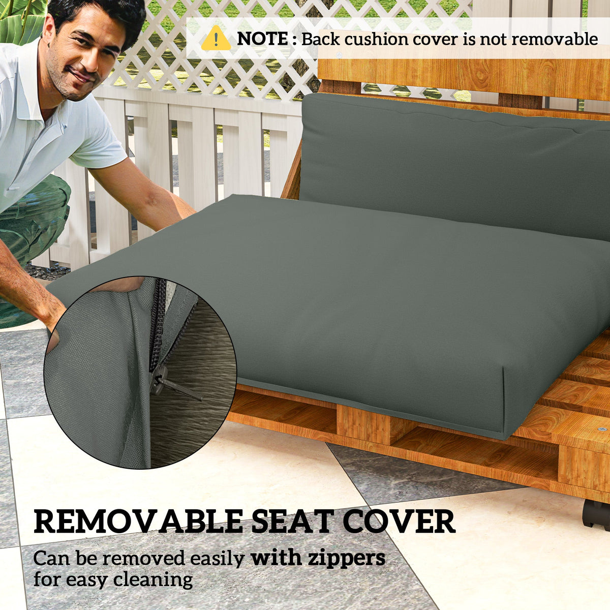 2 Seat Pallet Cushions 20cm Thick Outdoor Seat Pads