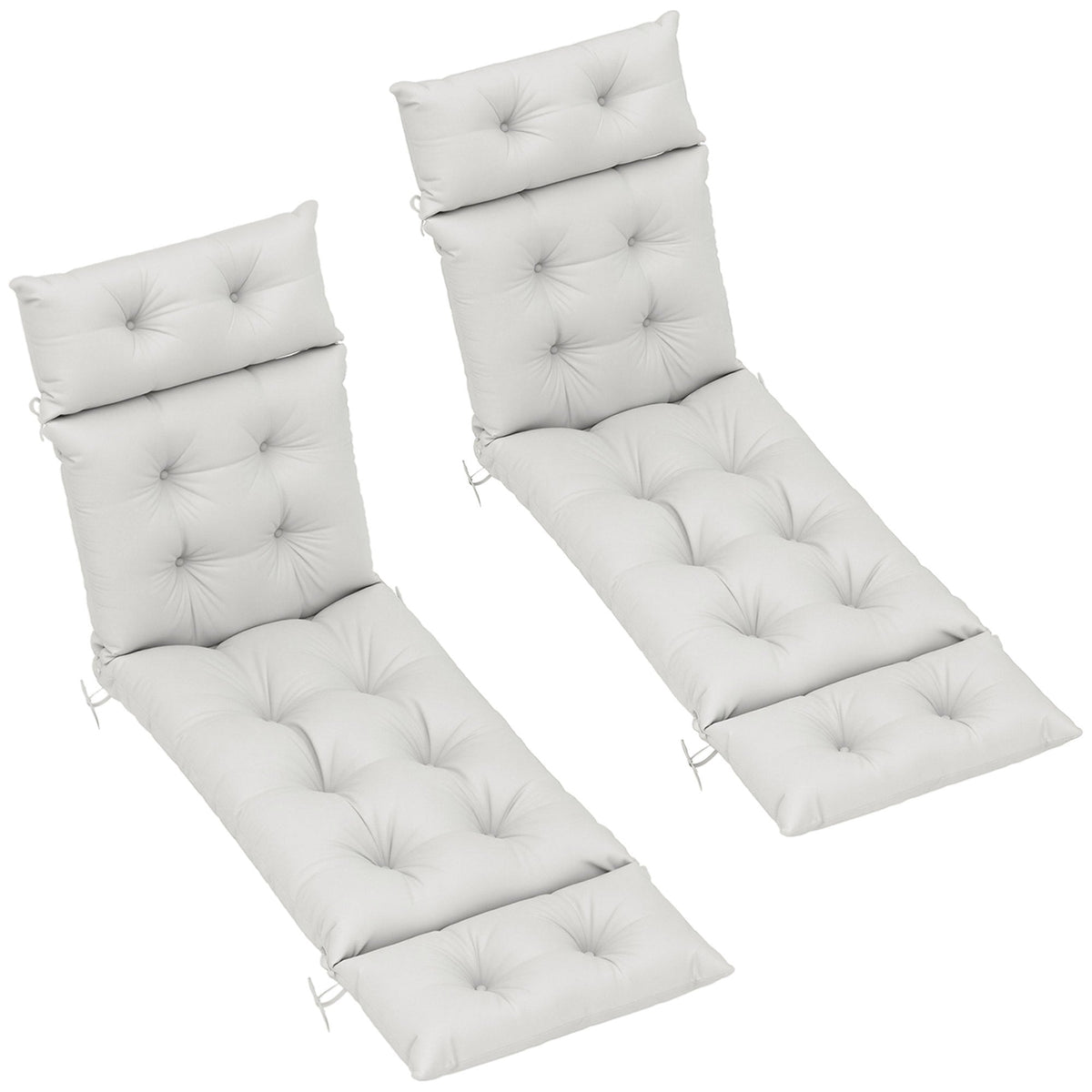 Garden Lounge Chair Cushions Set of 2, 220gsm Fabric Light Grey
