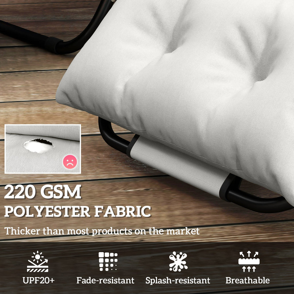 Garden Lounge Chair Cushions Set of 2, 220gsm Fabric