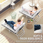 Garden Lounge Chair Cushions Set of 2, 220gsm Fabric
