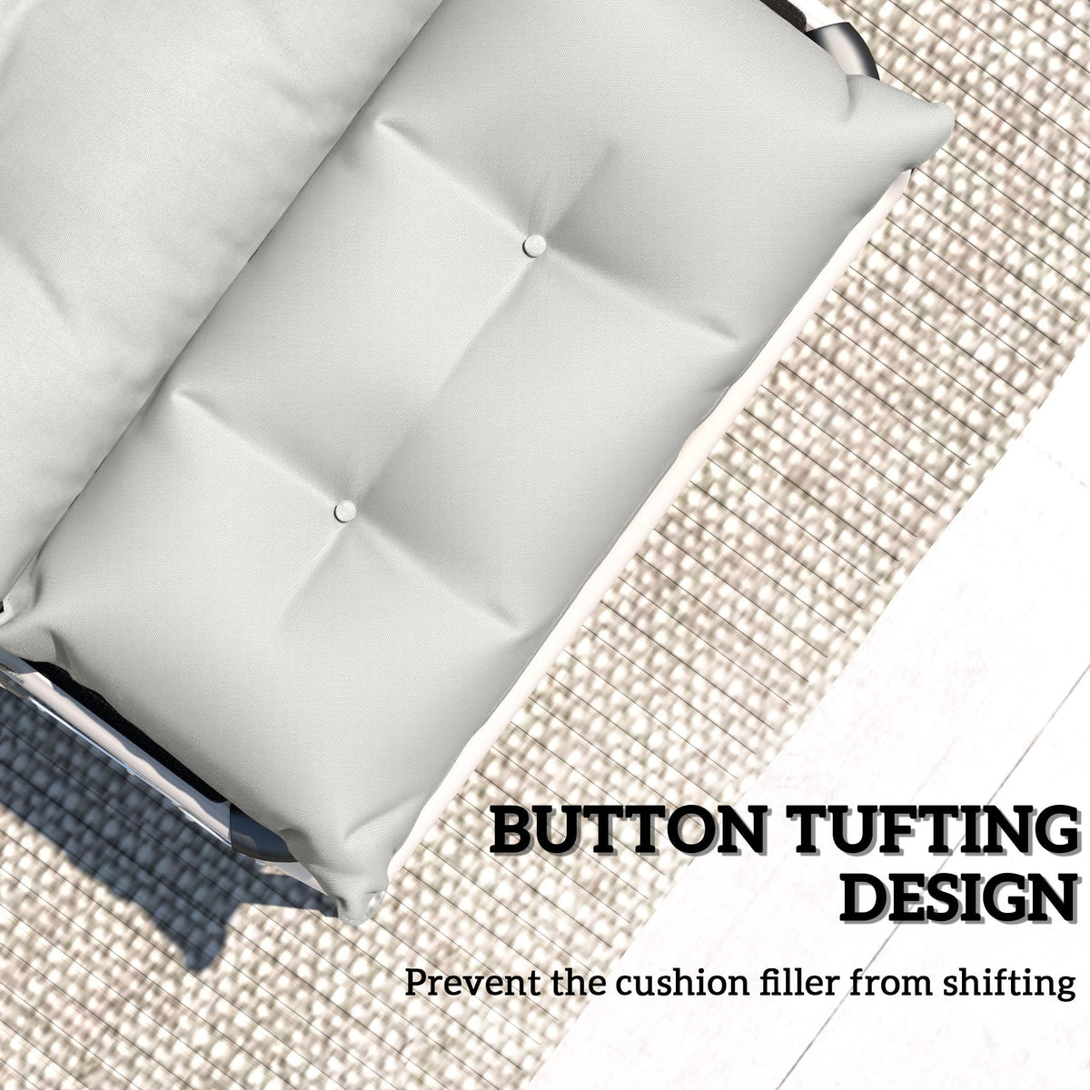 Garden Lounge Chair Cushions Set of 2, 220gsm Fabric