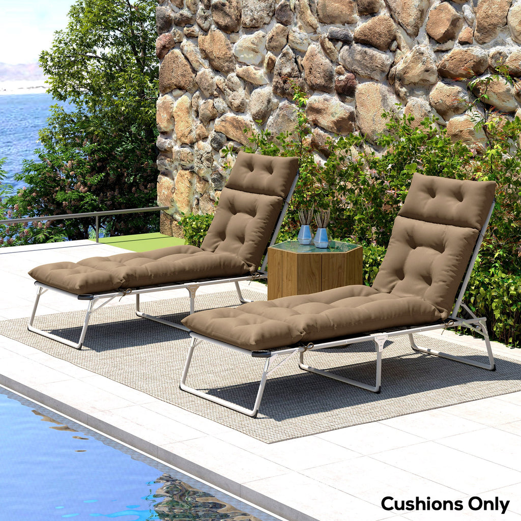Garden Lounge Chair Cushions Set of 2, 220gsm Fabric