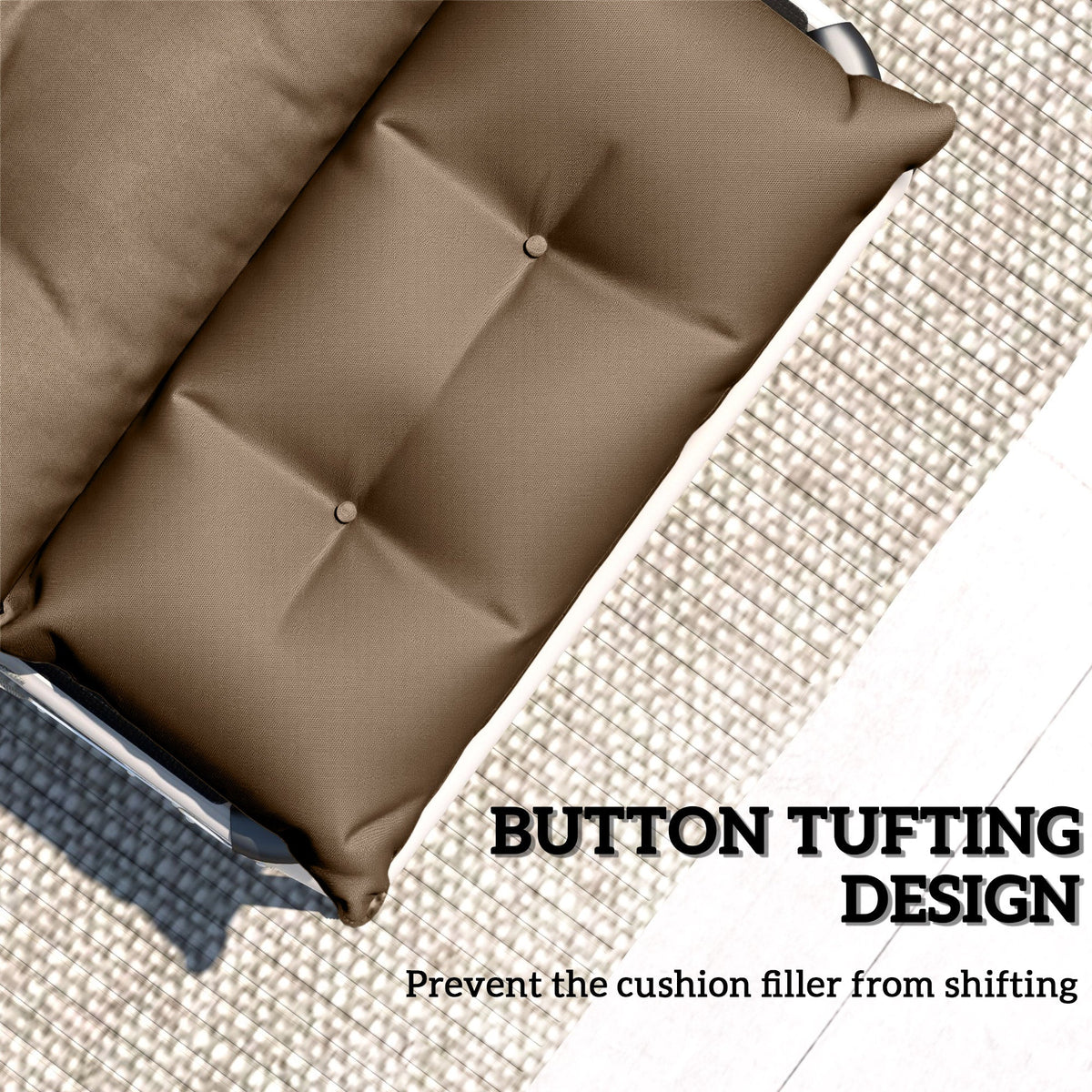 Garden Lounge Chair Cushions Set of 2, 220gsm Fabric
