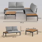 4 Seater Garden Corner Sofa Set with Removable Thick Cushions