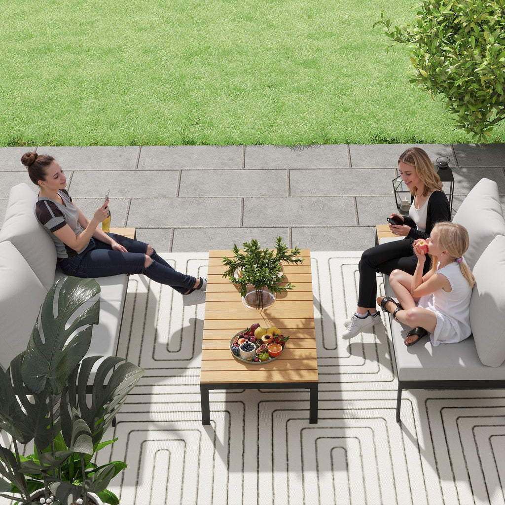 4 Seater Garden Corner Sofa Set with Removable Thick Cushions