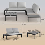 4 Seater Garden Corner Sofa Set with Removable Thick Cushions