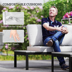 4 Seater Garden Corner Sofa Set with Removable Thick Cushions