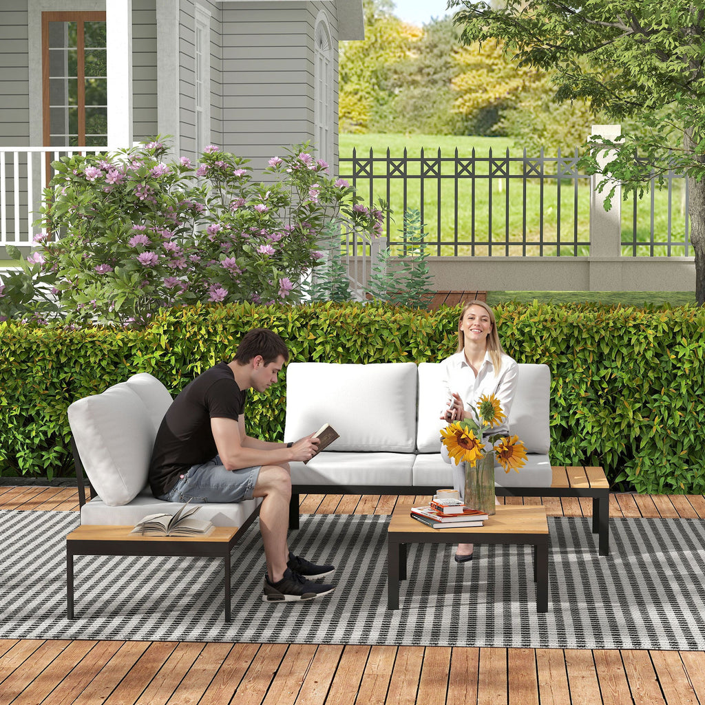 4 Seater Garden Corner Sofa Set with Removable Thick Cushions