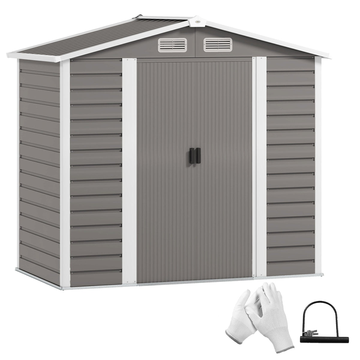 7 x 4ft Upgraded Metal Shed with Lock, Easy to Assemble