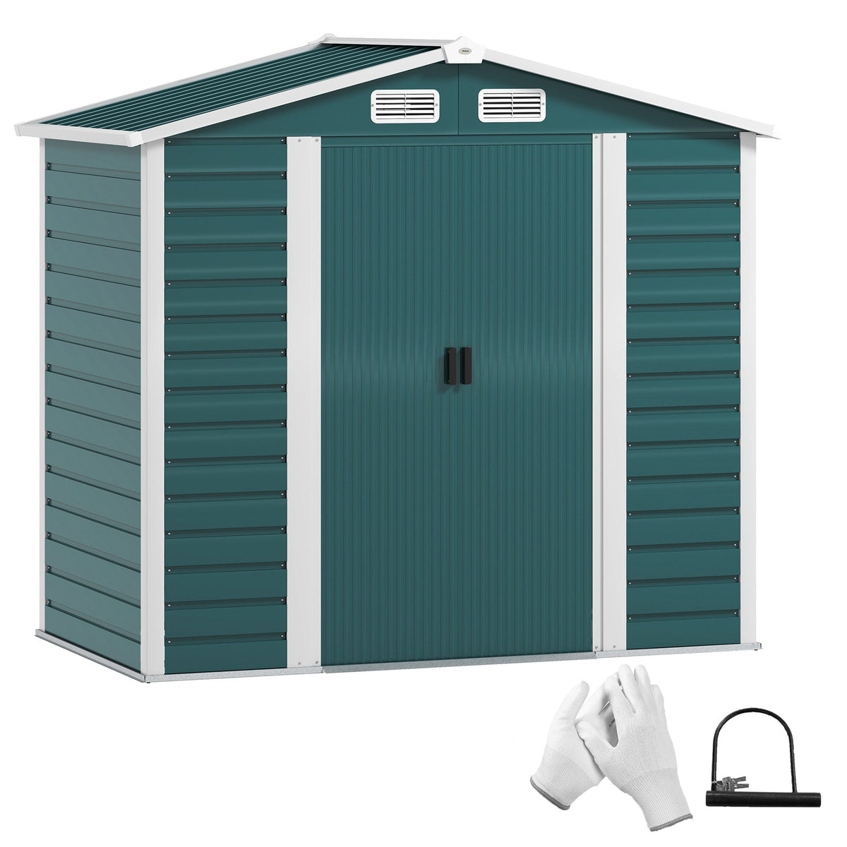 7 x 4ft Upgraded Metal Shed with Lock, Easy to Assemble