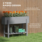 Wooden Raised Bed w/ Bed Liner, Storage Shelf