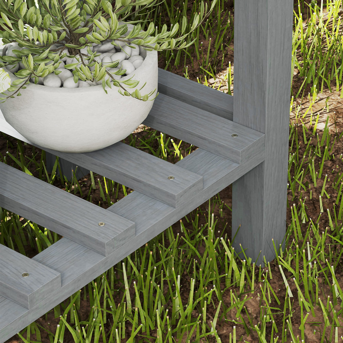Wooden Raised Bed w/ Bed Liner, Storage Shelf