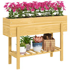 Wooden Raised Bed w/ Bed Liner, Storage Shelf