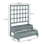 2-Tier Wooden Raised Bed with Trellis and Drainage Holes
