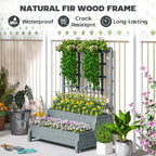 2-Tier Wooden Raised Bed with Trellis and Drainage Holes