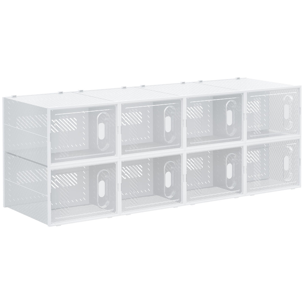 8PCS Stackable Clear Plastic Shoe Storage Box for UK/EU Size 8.5/43