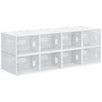 8PCS Stackable Clear Plastic Shoe Storage Box for UK/EU Size 8.5/43