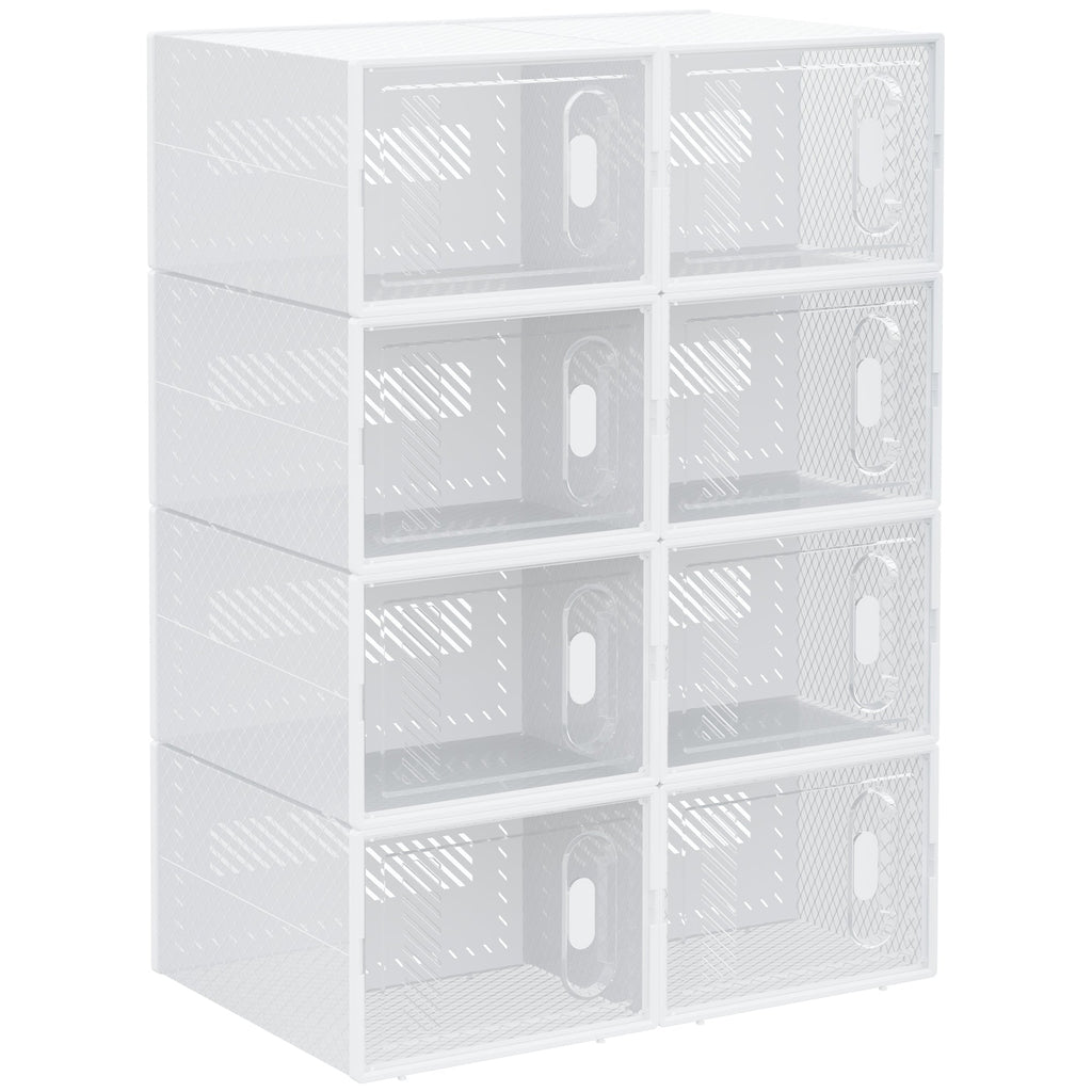 8PCS Stackable Clear Plastic Shoe Storage Box for UK/EU Size 8.5/43