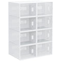 8PCS Stackable Clear Plastic Shoe Storage Box for UK/EU Size 8.5/43 25cm x 35cm x 19cm