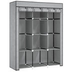 Fabric Portable Wardrobe with 8 Shelves 2 Hanging Rails