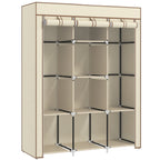 Fabric Portable Wardrobe with 8 Shelves 2 Hanging Rails