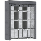 Fabric Portable Wardrobe with 8 Shelves 2 Hanging Rails