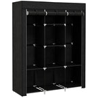 Fabric Portable Wardrobe with 8 Shelves 2 Hanging Rails