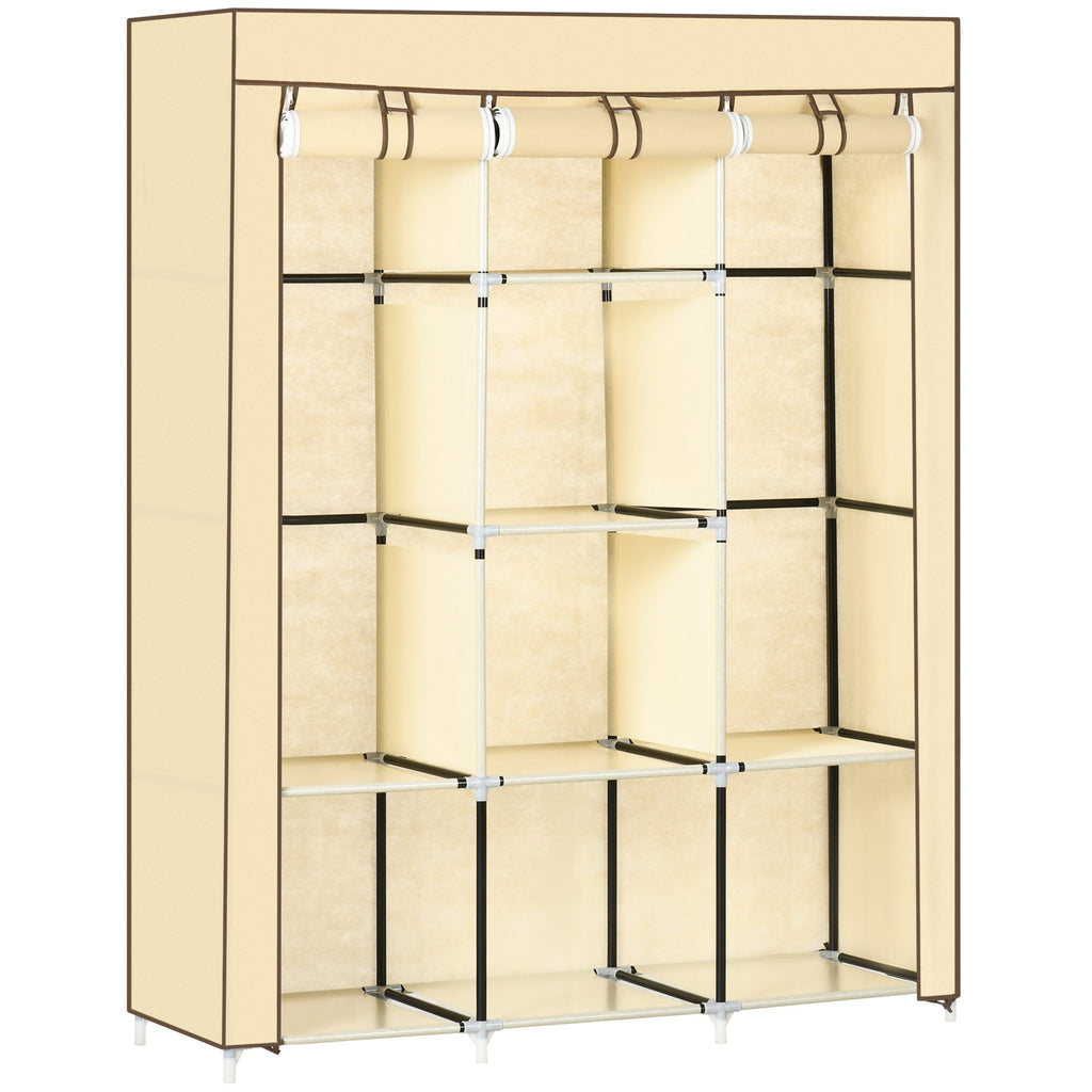 Fabric Portable Wardrobe with 8 Shelves 2 Hanging Rails