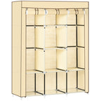 Fabric Portable Wardrobe with 8 Shelves 2 Hanging Rails
