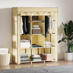 Fabric Portable Wardrobe with 8 Shelves 2 Hanging Rails