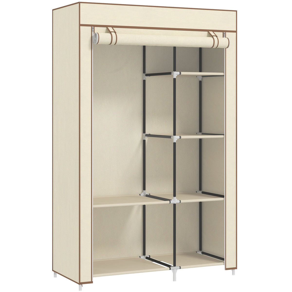 Fabric Wardrobe w/ Shelves Hanging Rail Foldable Closets
