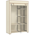 Fabric Wardrobe w/ Shelves Hanging Rail Foldable Closets Cream