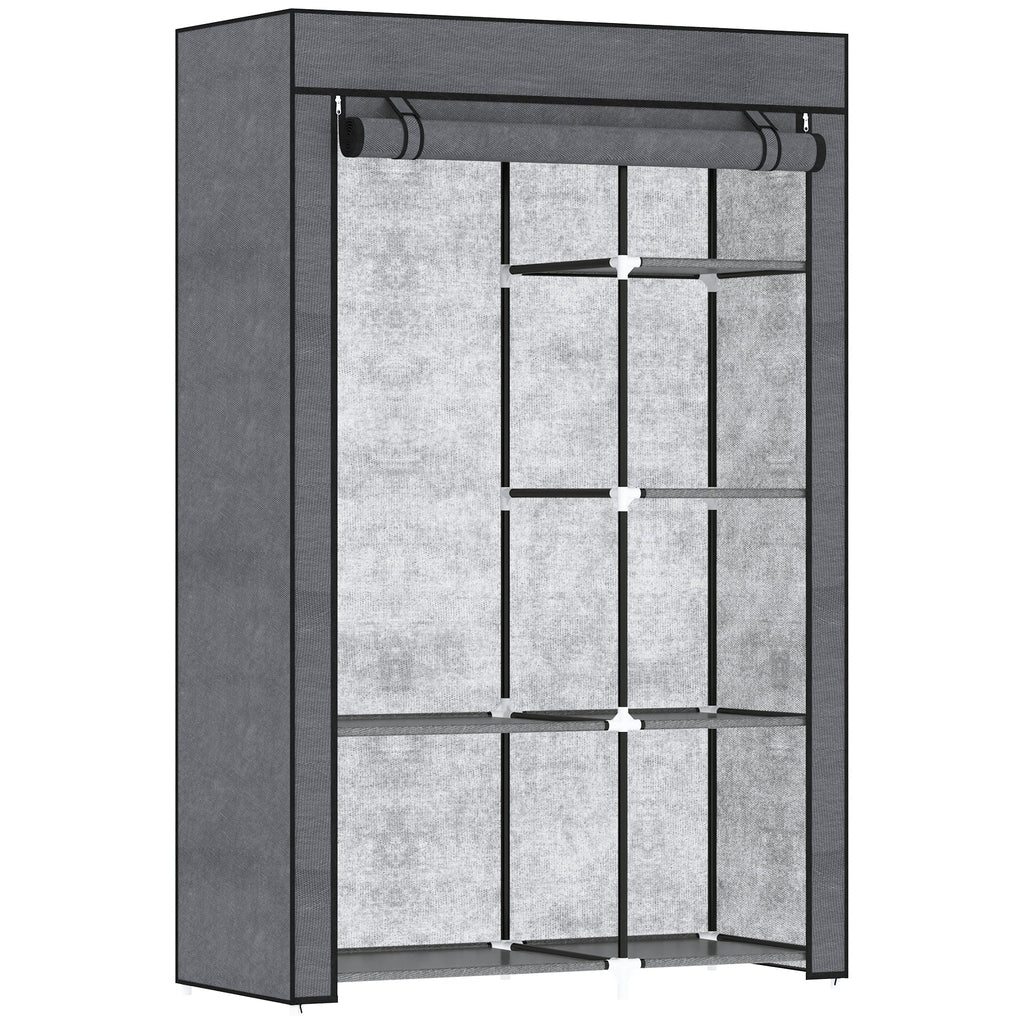 Fabric Wardrobe w/ Shelves Hanging Rail Foldable Closets