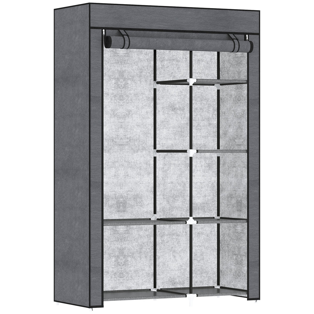 Fabric Wardrobe w/ Shelves Hanging Rail Foldable Closets
