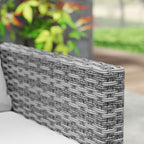 3PCS Rattan Bistro Set Glass Top Table and Chairs with 4 Cushions