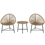 Rattan Bistro Set, Cushioned Acapulco Chairs, Glass Table