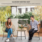 Rattan Bistro Set, Cushioned Acapulco Chairs, Glass Table