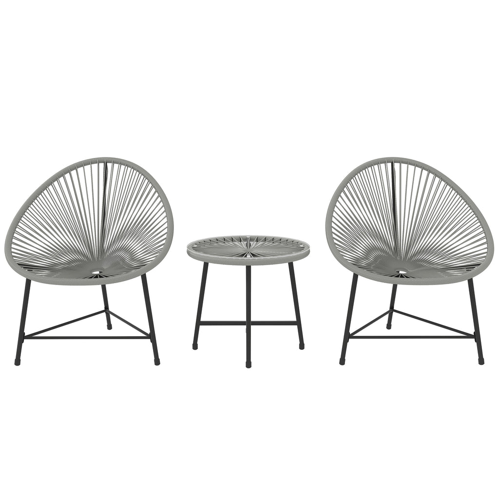 Rattan Bistro Set, Cushioned Acapulco Chairs, Glass Table