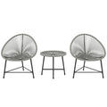 Rattan Bistro Set, Cushioned Acapulco Chairs, Glass Table