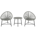 Rattan Bistro Set, Cushioned Acapulco Chairs, Glass Table