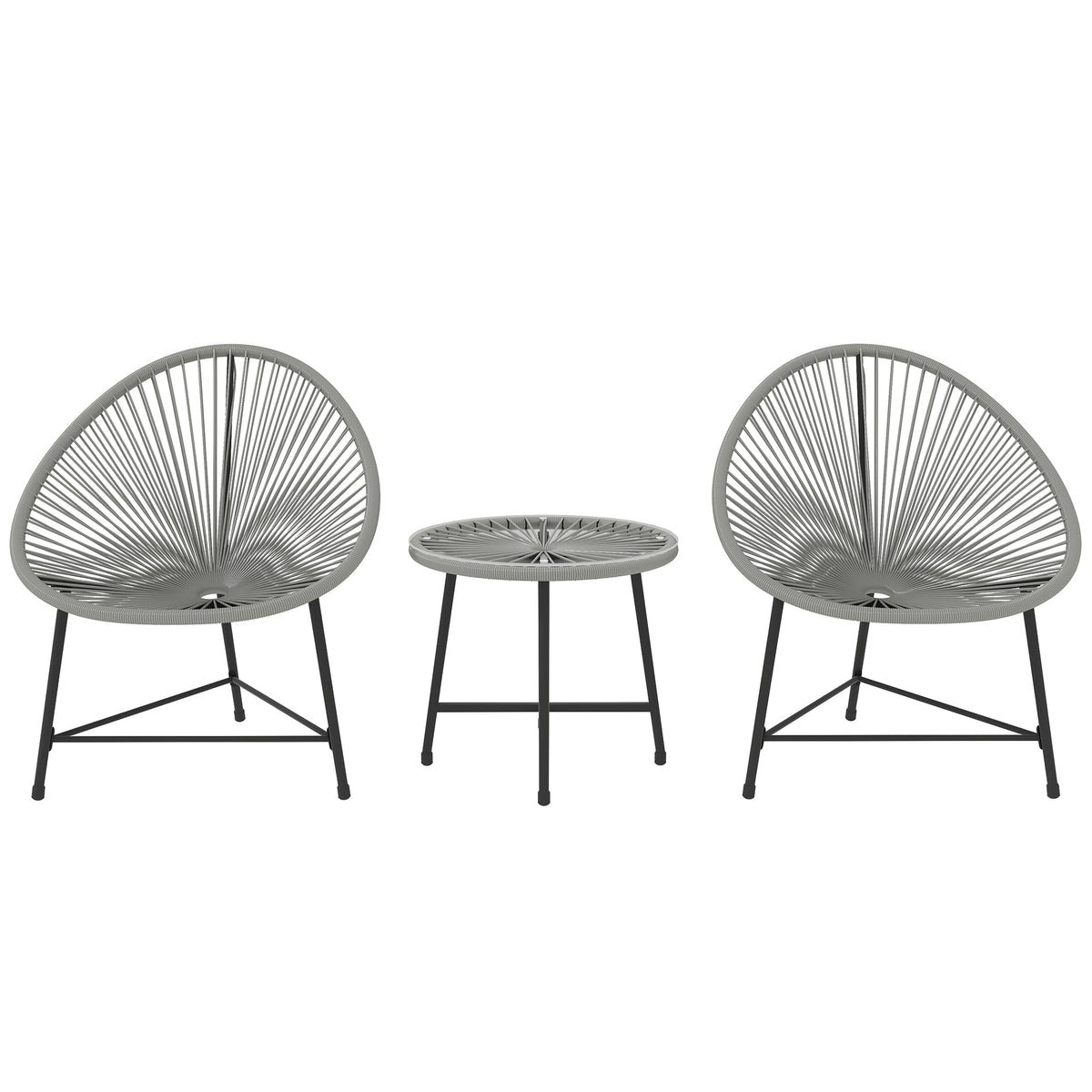 Rattan Bistro Set, Cushioned Acapulco Chairs, Glass Table