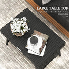 Foldable Outdoor Coffee Table, Steel Frame Rattan Side Table