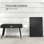 Foldable Outdoor Coffee Table, Steel Frame Rattan Side Table