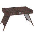 Foldable Outdoor Coffee Table, Steel Frame Rattan Side Table