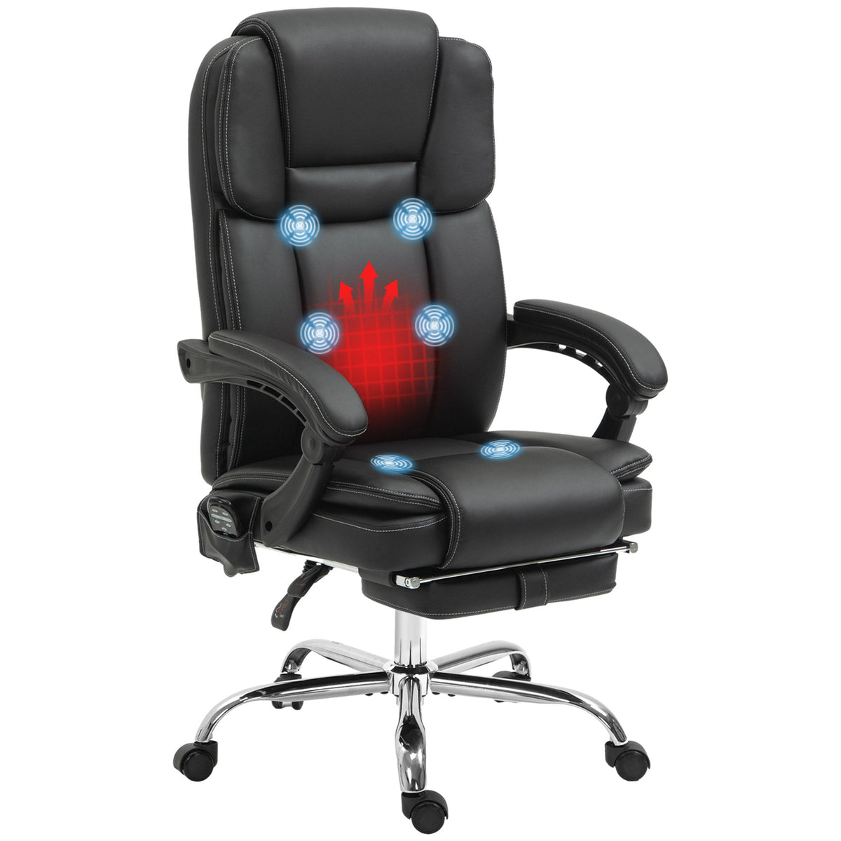 Massage Office Chair, PU Leather High Back Recliner Black